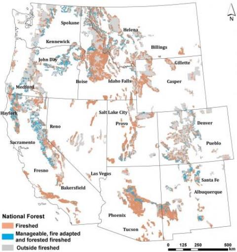 National forest land causing structure exposure to communities in the 11 western US states.